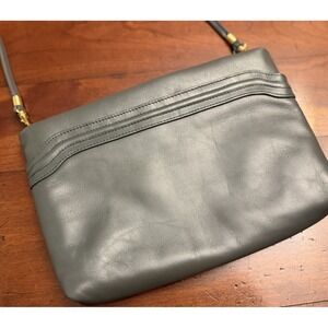 Vintage First Edition Leather Gray‎ Crossbody Bag